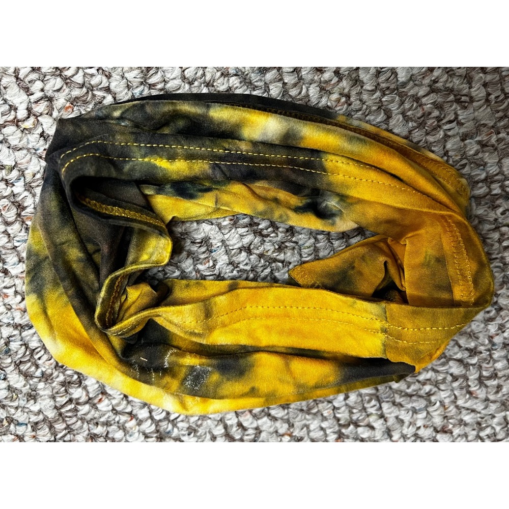 Yellow Black Tie Dye Neck Gaiter Face Cover Stretchy Headband Scarf One Size